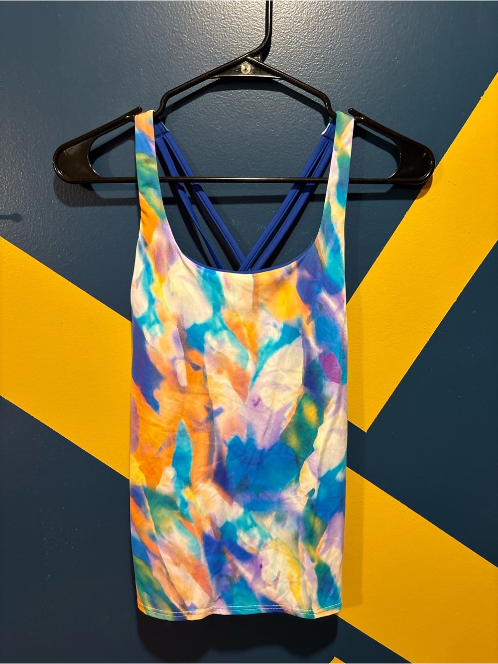 TYR Blue Print Strappy Back Tankini Top NWOT